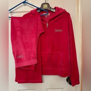 Juicy Couture stretch velour tracksuit, hot pink. Jacket L, pants M. Worn once.